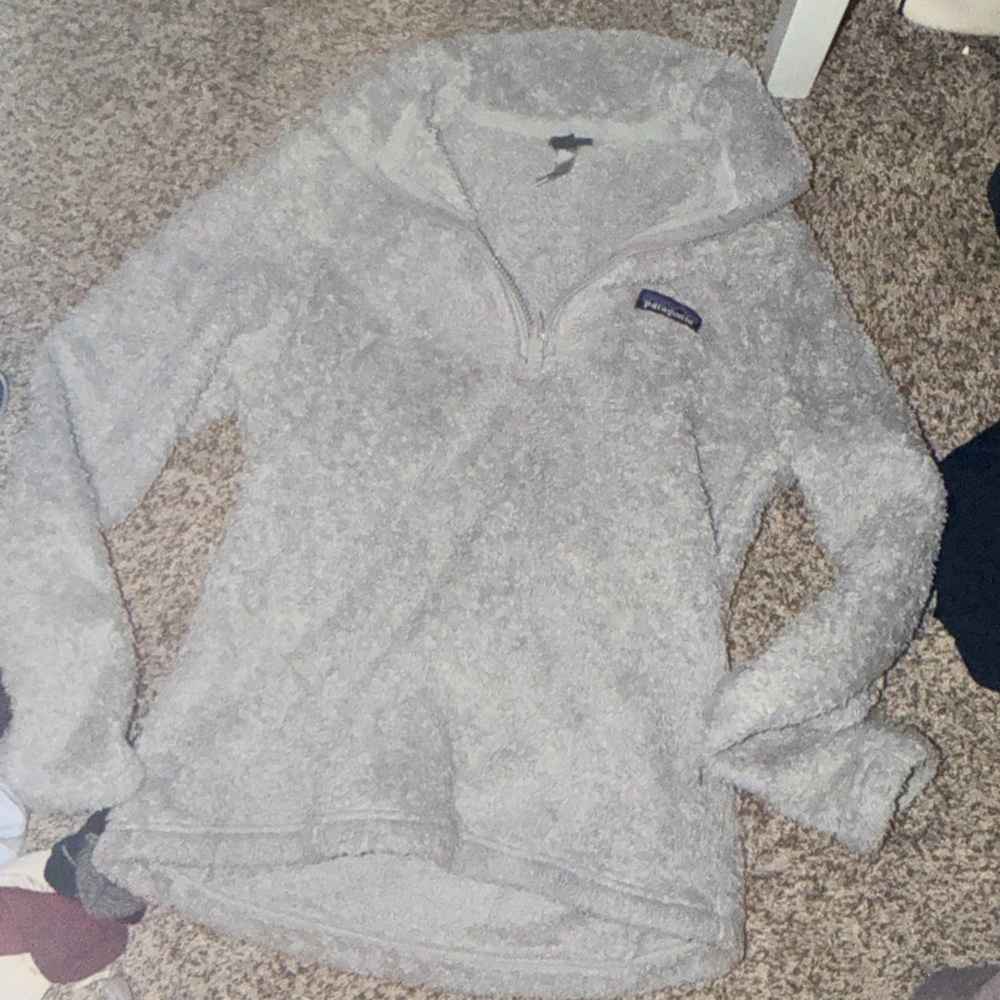 Patagonia Light Gray Sherpa Fleece Hoodie